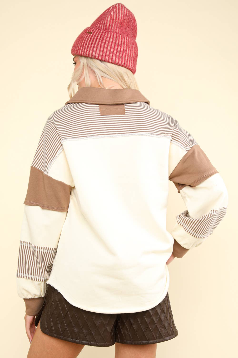 NT11851-Color Block Oversized Casual Knit Top