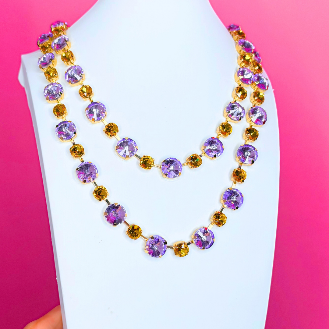 Purple/Gold Crystal Layer Necklace