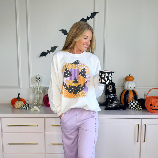 Patchwork Jack O Lantern Youth & Adult Sweatshirt