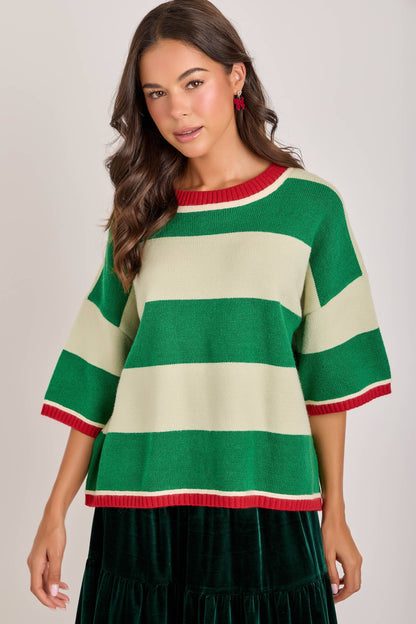 CHRISTMAS WIDE STRIPE LOOSE FIT SWEATER
