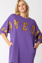 'Gameday' Sequins Embroidery Tee Dress