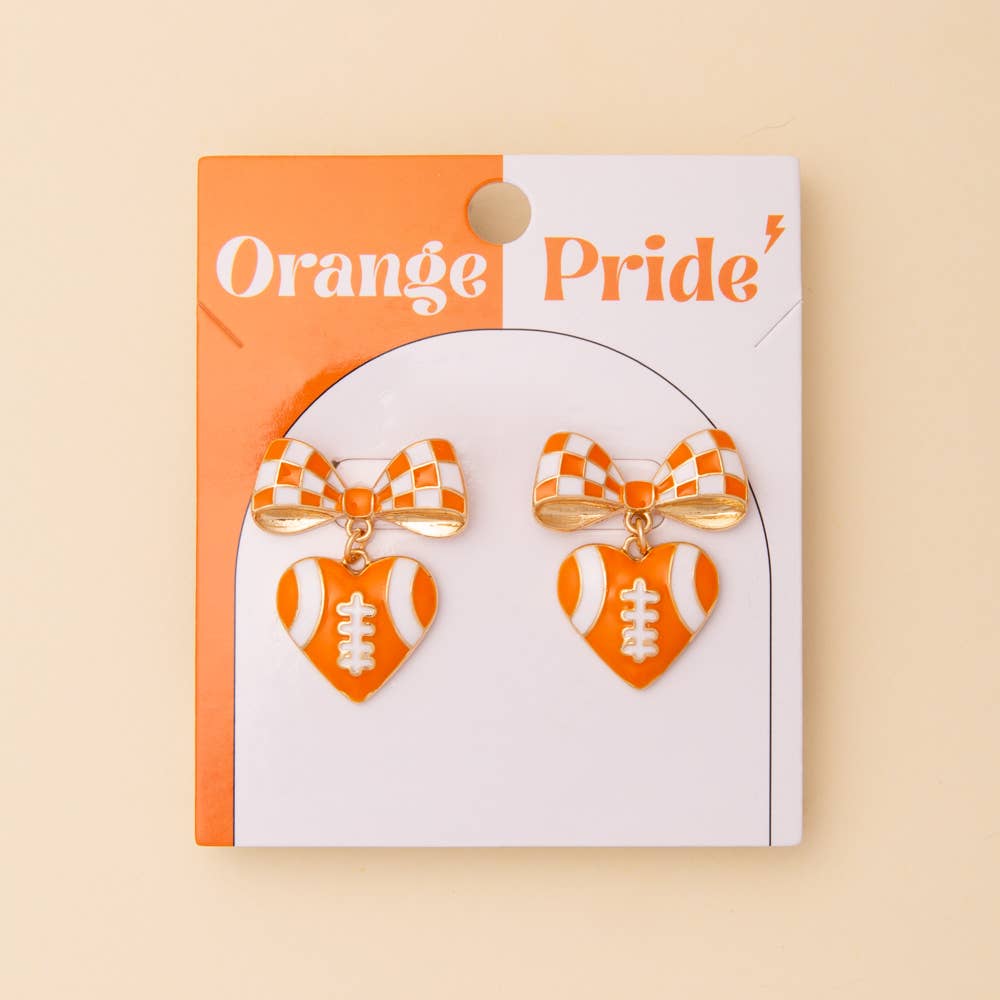 Enamel Heart and Heart-Shaped Football Post Dangle Earrings