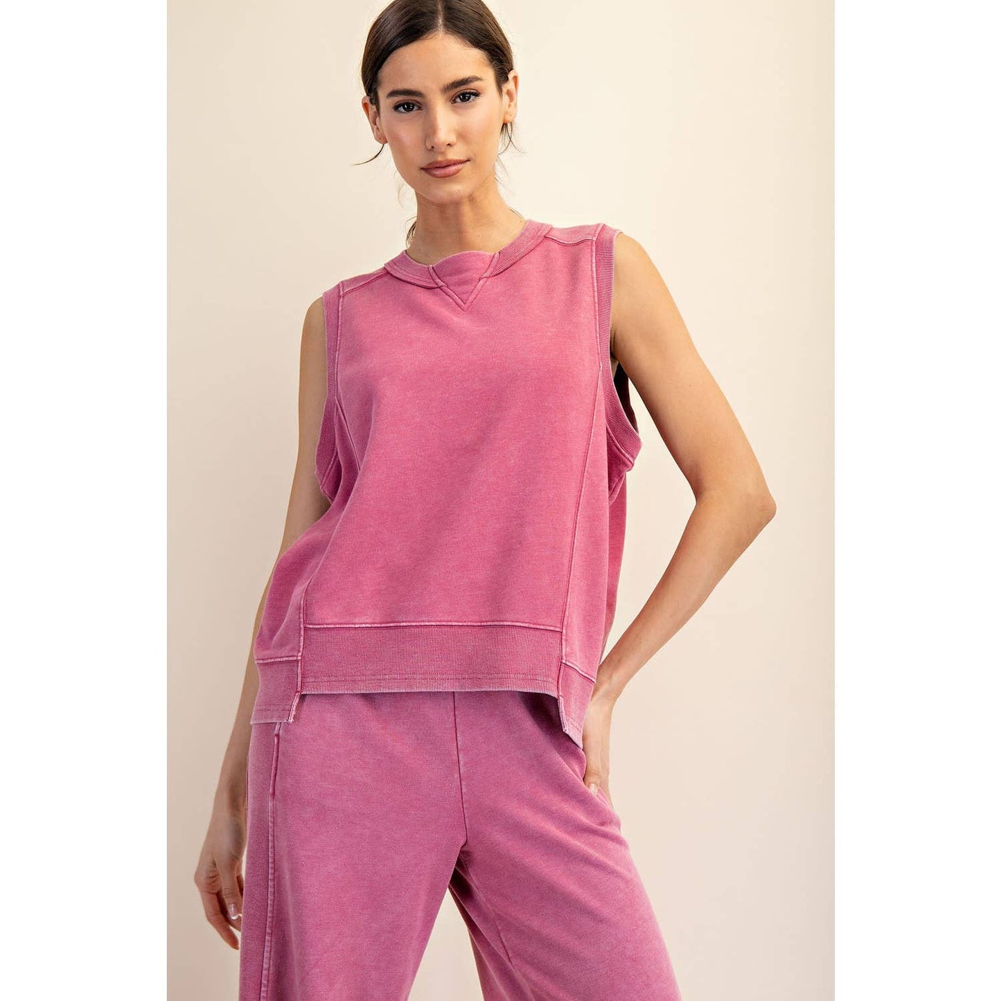 MINERAL WASHED SLEEVELESS PULLOVER