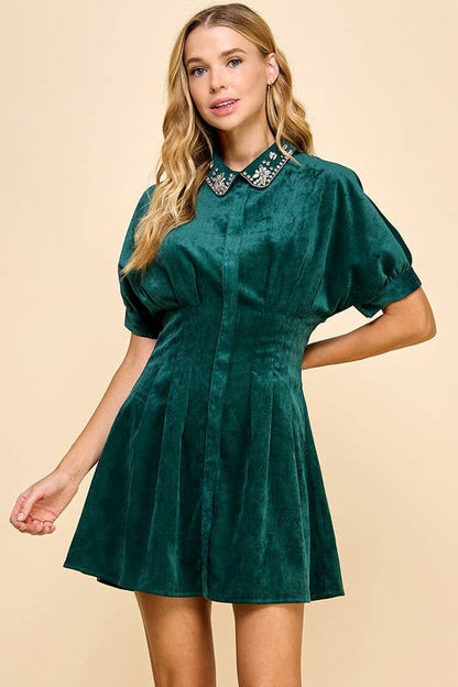 Karina Corduroy Embroidered Detail Dress