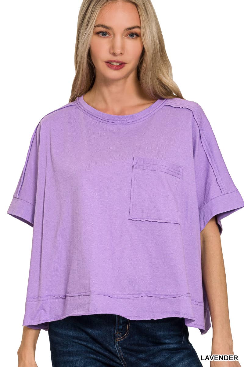Sammy  Exposed Seam Raw Hem Oversized Tee