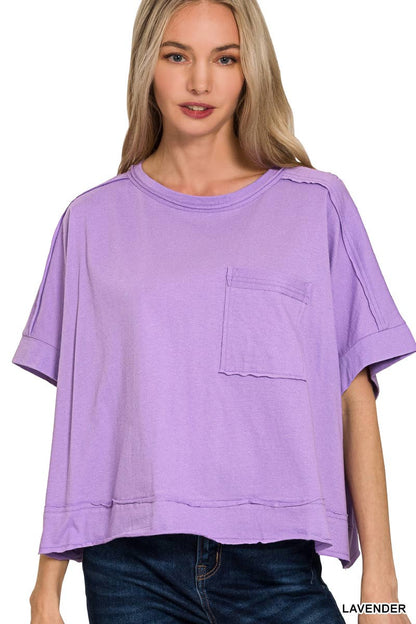 Sammy  Exposed Seam Raw Hem Oversized Tee