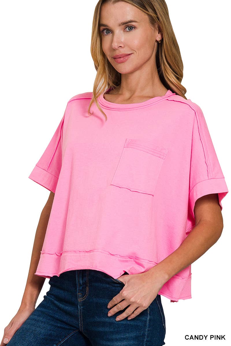 Sammy  Exposed Seam Raw Hem Oversized Tee