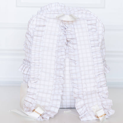 Nude Plaid Ruffled Nylon Backpack