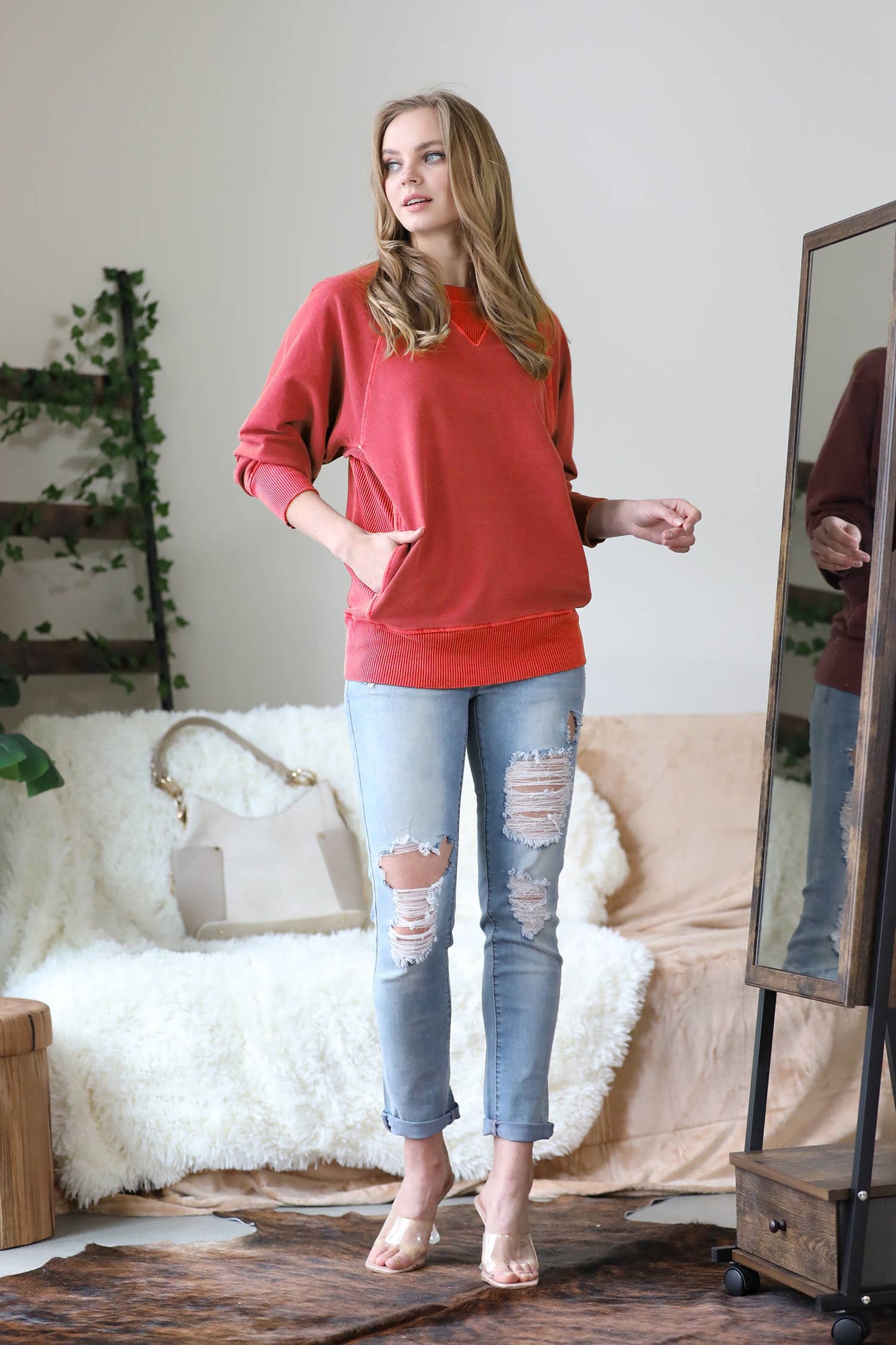 French Terry Pullover With Side Pockets