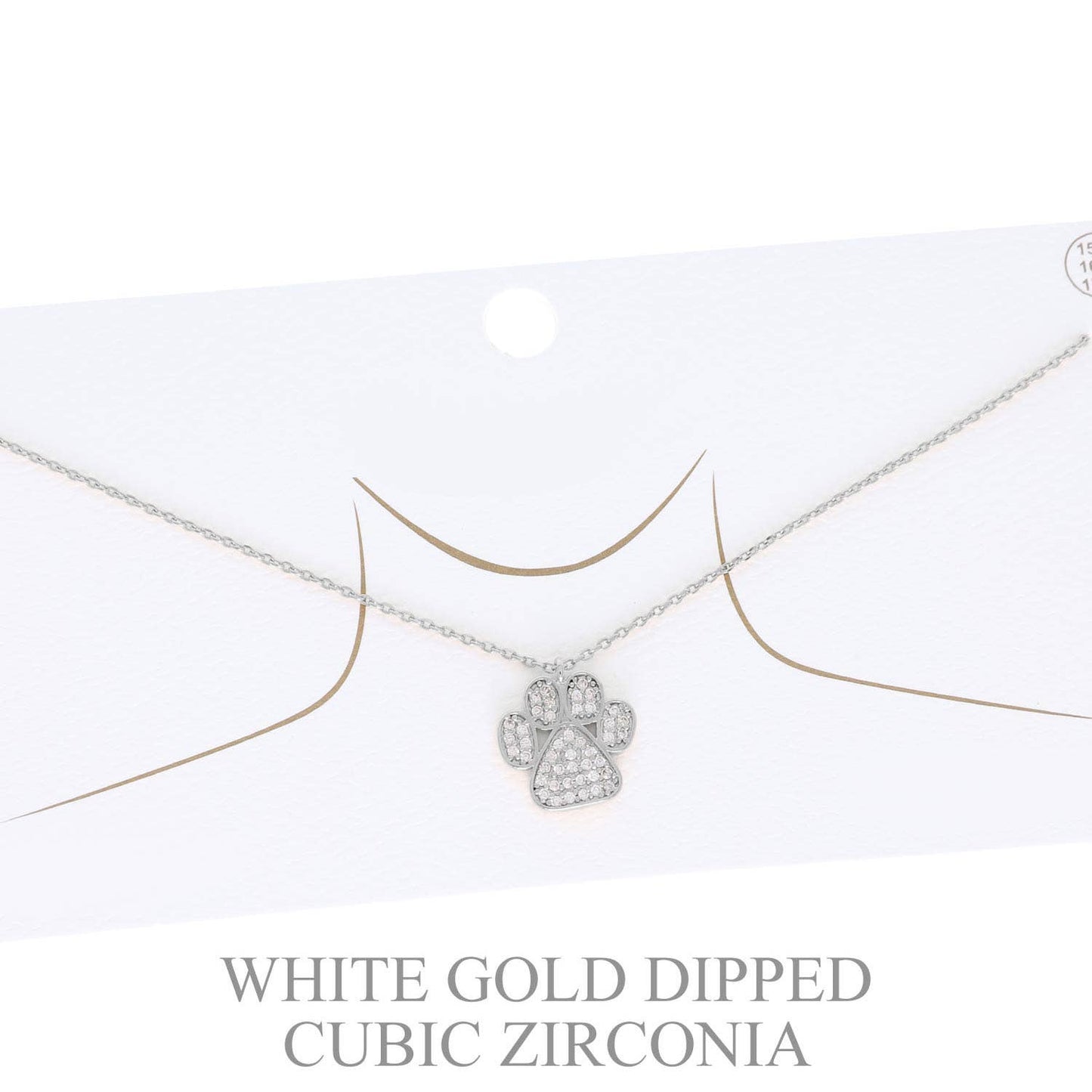 Cubic Zirconia Pave Paw Print Pendant Necklace