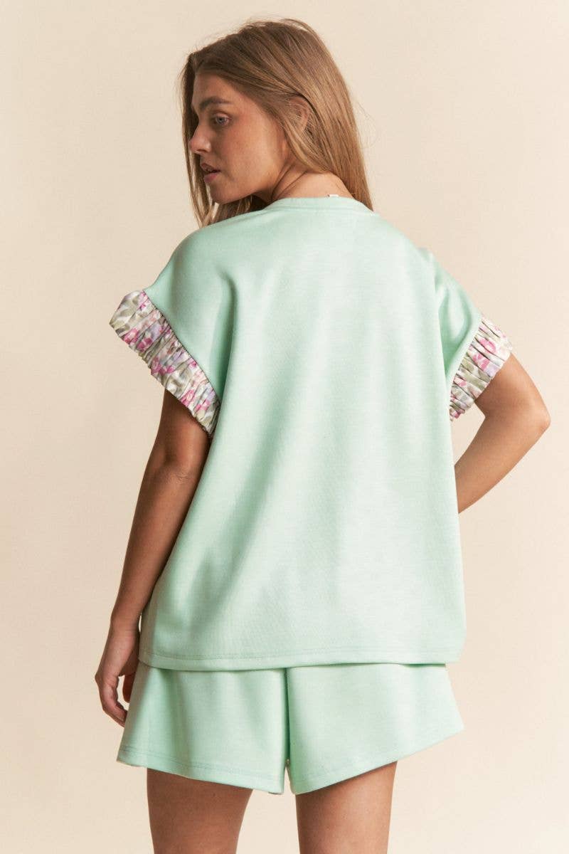 Sydnee Floral Print Short Sleeve Top and Shorts Set