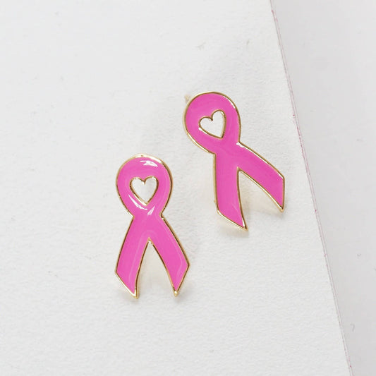 Breast Cancer Awareness Ribbon Earrings