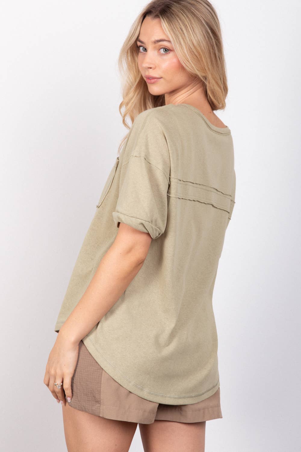 Twisted Sleeve Band Henley Top