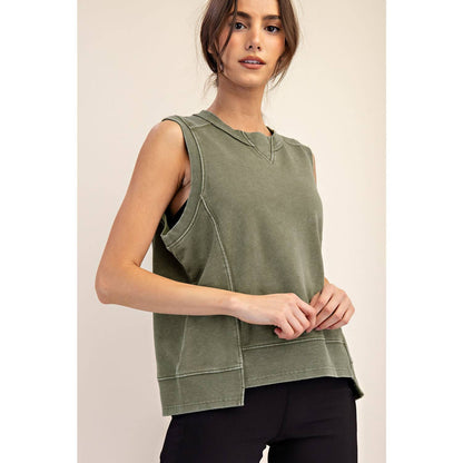 MINERAL WASHED SLEEVELESS PULLOVER