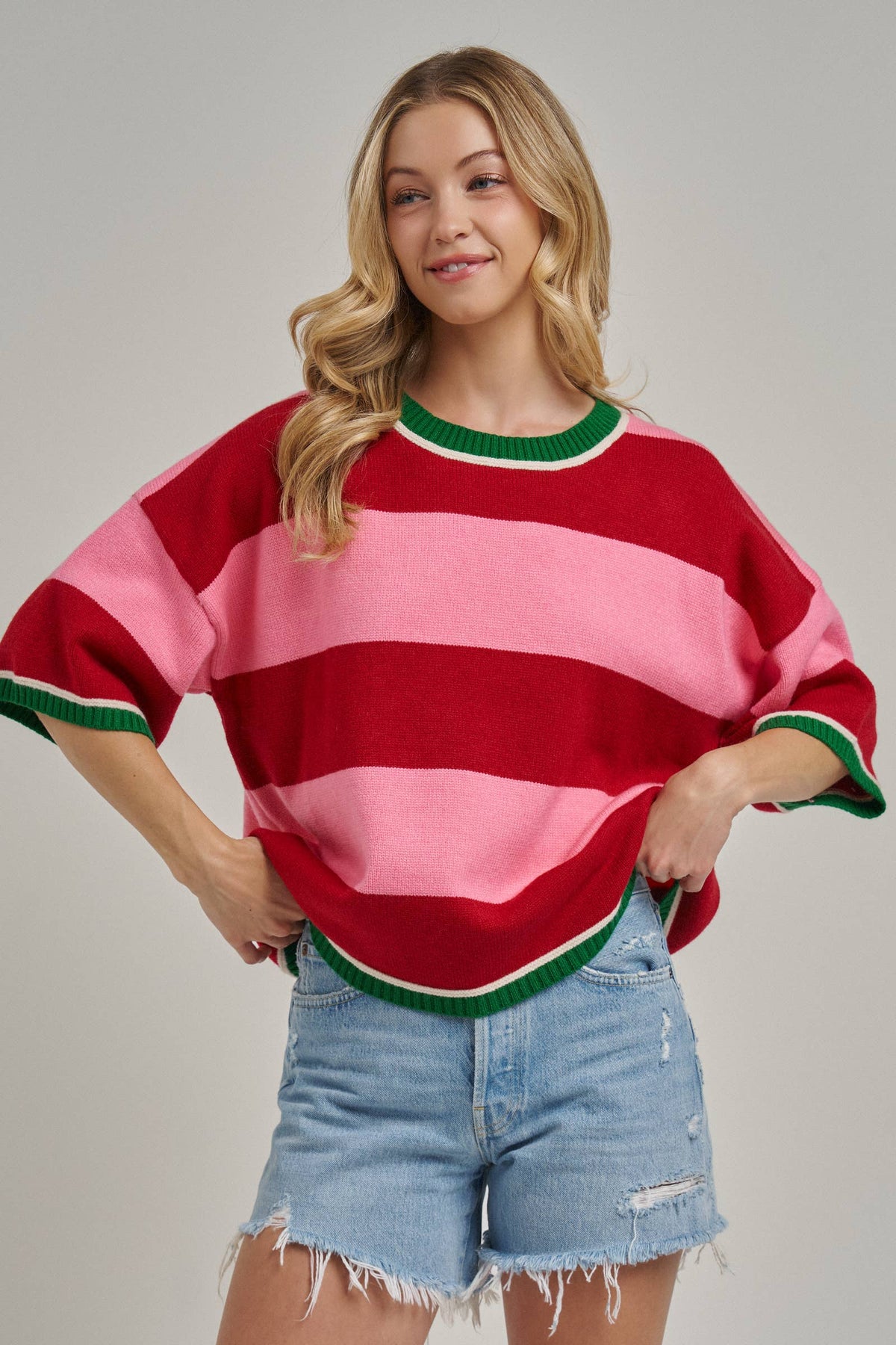 CHRISTMAS WIDE STRIPE LOOSE FIT SWEATER