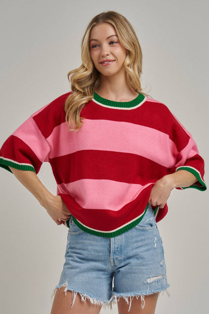 CHRISTMAS WIDE STRIPE LOOSE FIT SWEATER