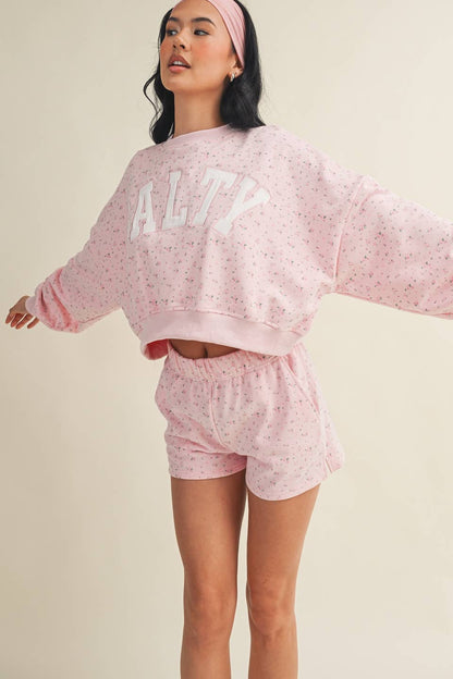 Salty Ditsy Print Crewneck Crop Sweatshirt