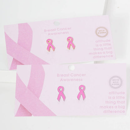 Breast Cancer Awareness Ribbon Earrings