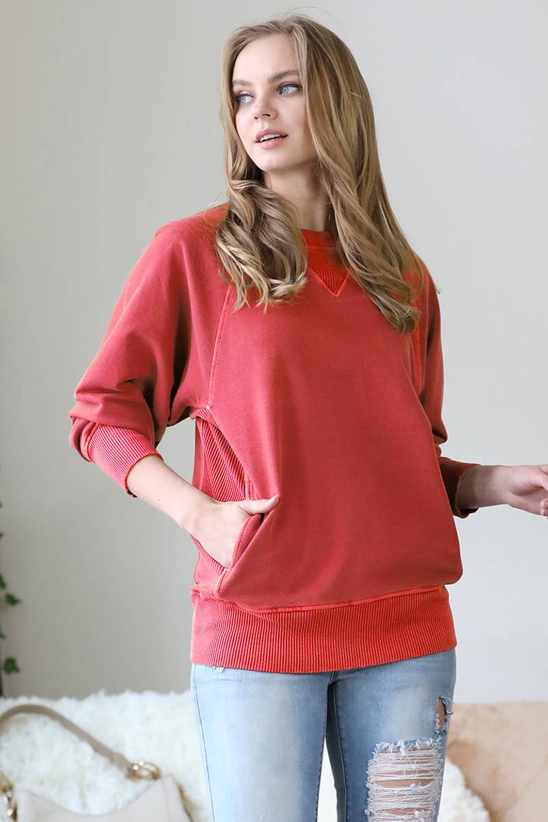 French Terry Pullover With Side Pockets