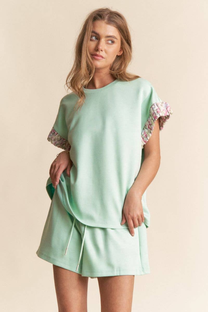 Sydnee Floral Print Short Sleeve Top and Shorts Set