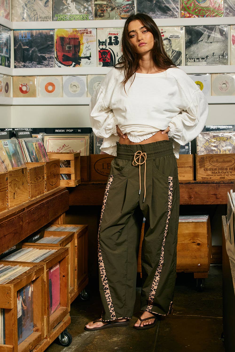 Cheetah Side-Striped Windbreaker Pants
