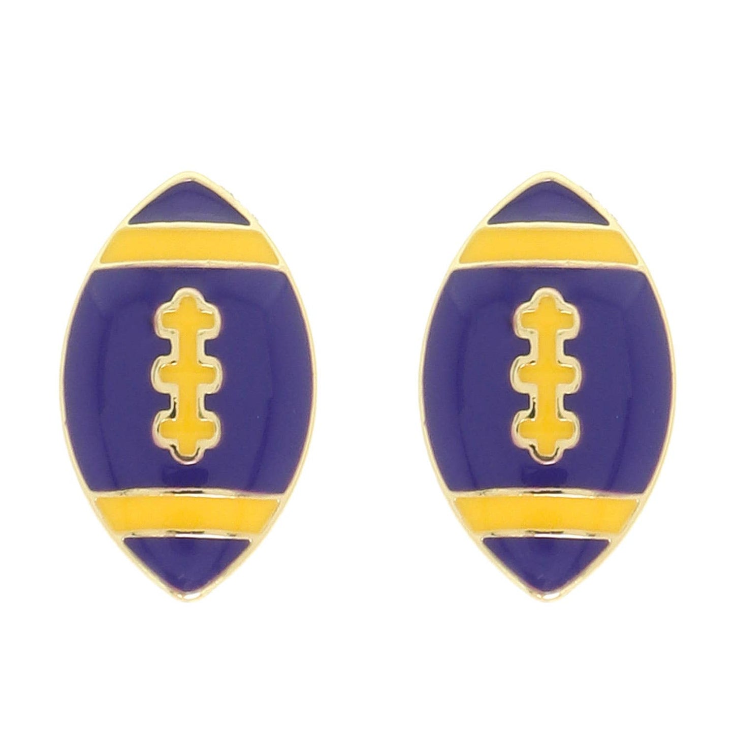 Game Day Style Enamel Football Shape Stud Earrings
