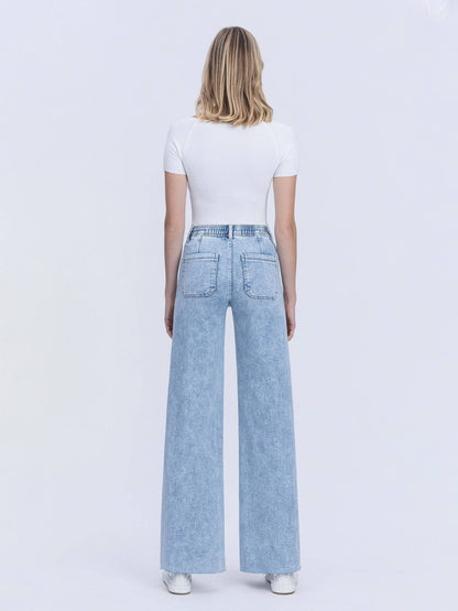 KIM HIGH RISE DRAWSTRING WAISTBAND WIDE LEG JEANS