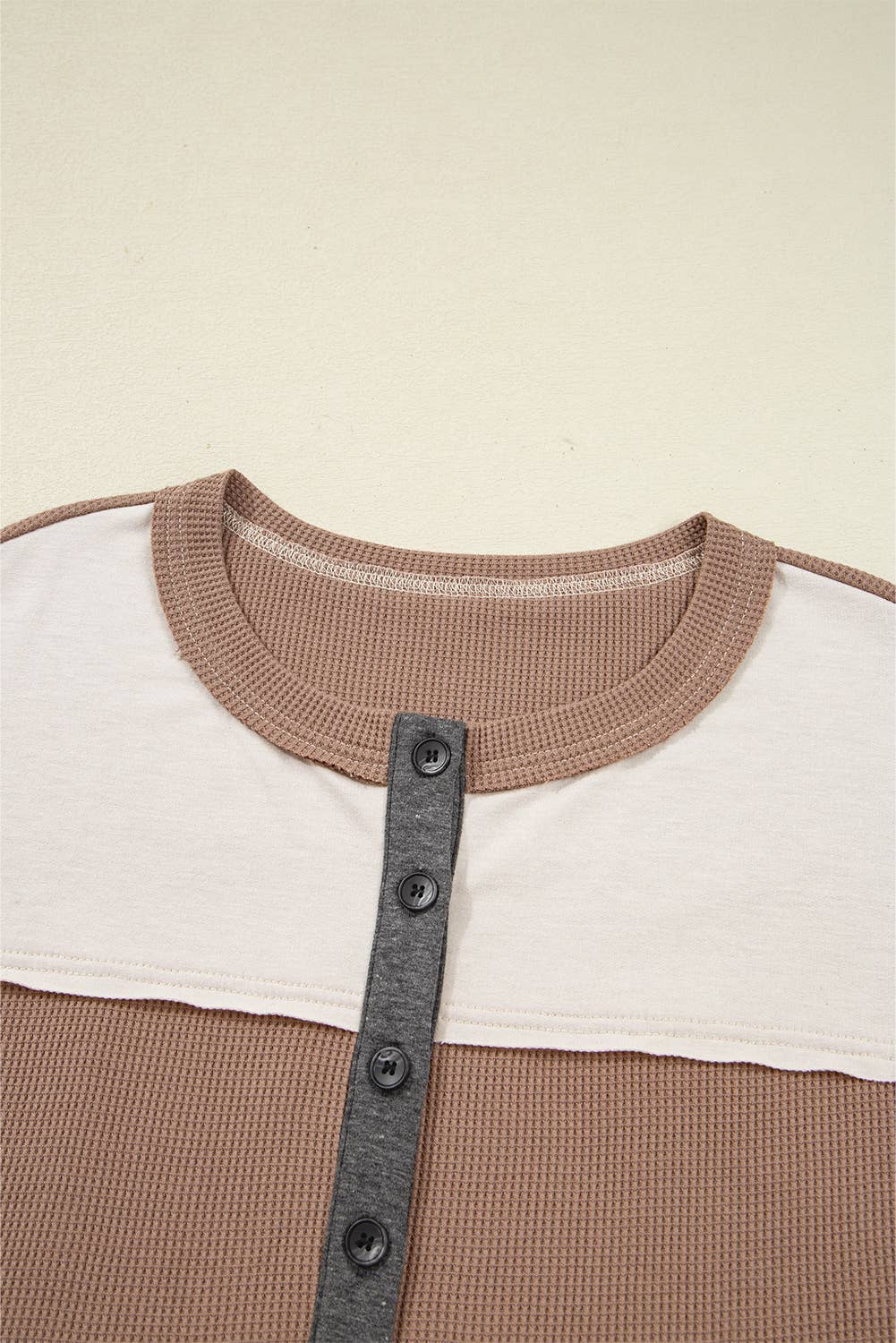 Patchwork Loose Henley Top (S-XL)