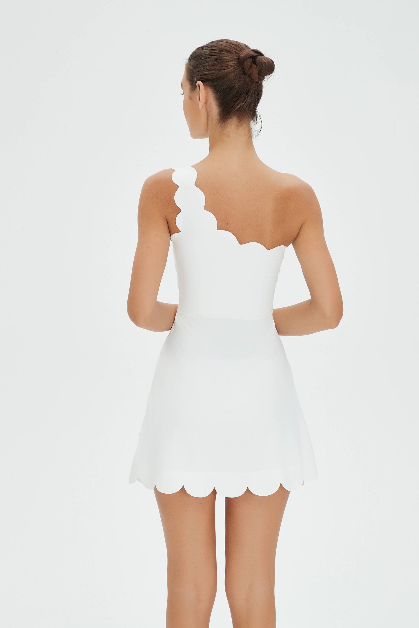 Gabriella Lycra® Scallop One Shoulder Active Dress