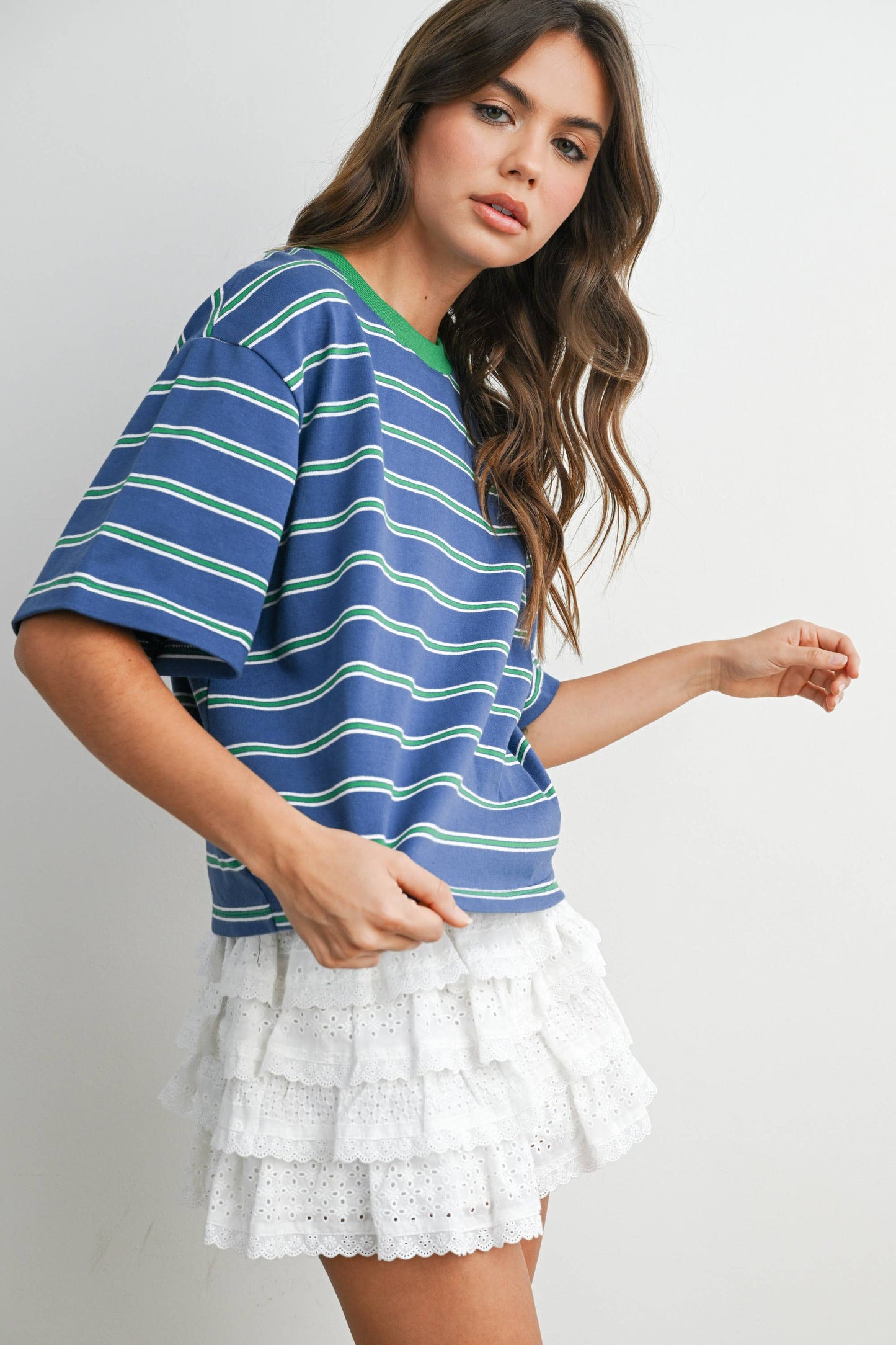 Sam Striped Boxy Cropped T-Shirt