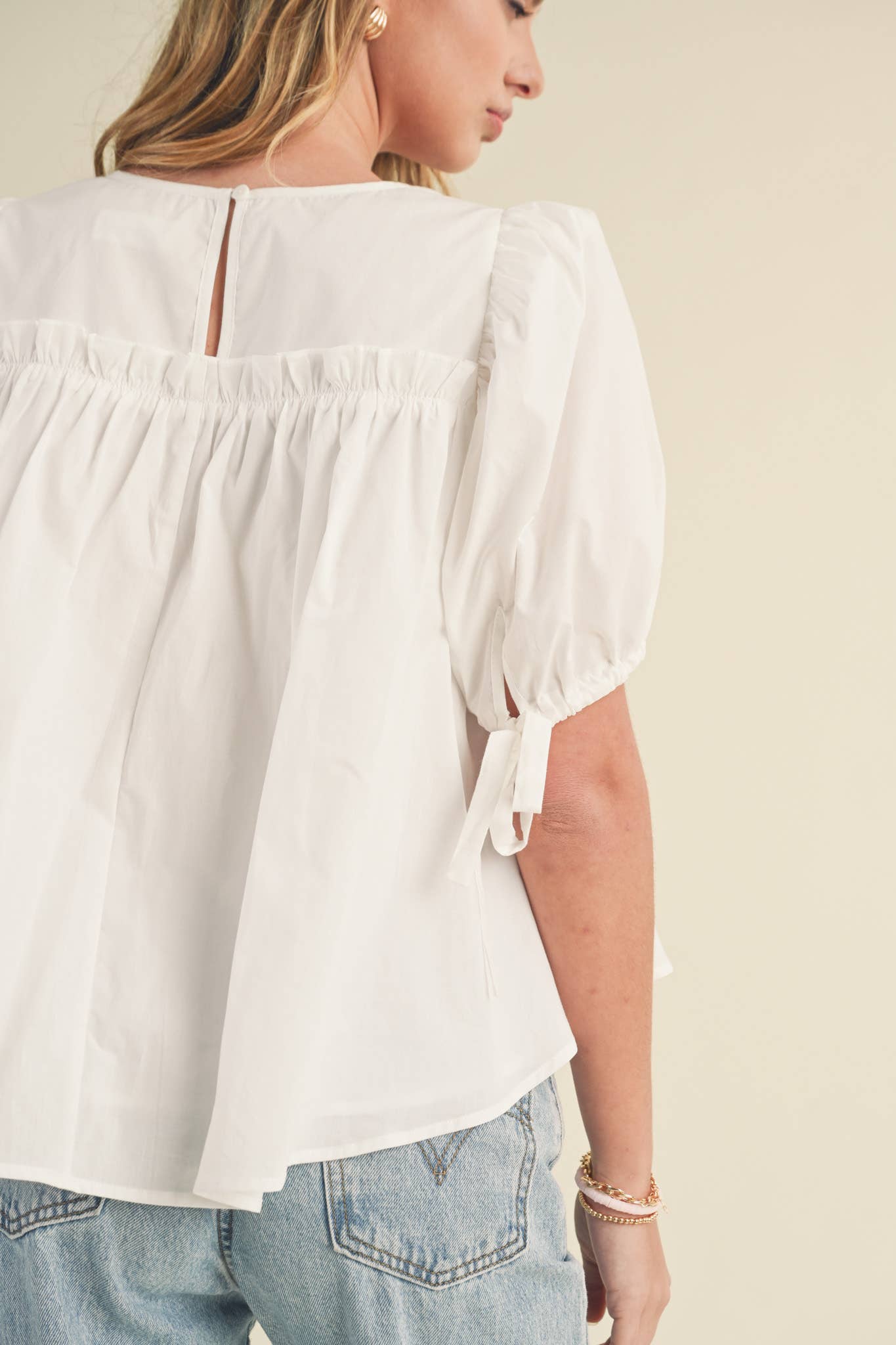SWEET LEMONADE TIERED SHIRRING PUFF SLEEVE