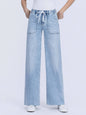 KIM HIGH RISE DRAWSTRING WAISTBAND WIDE LEG JEANS