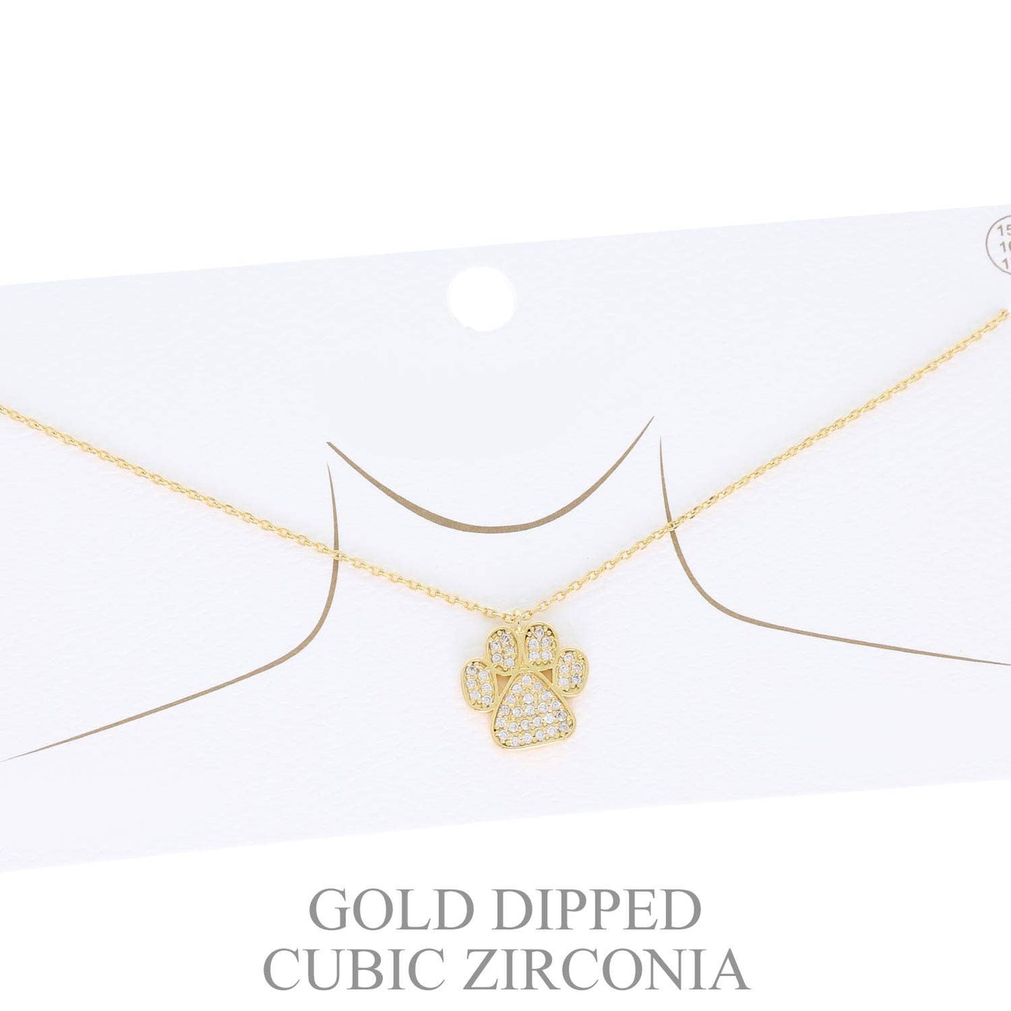 Cubic Zirconia Pave Paw Print Pendant Necklace