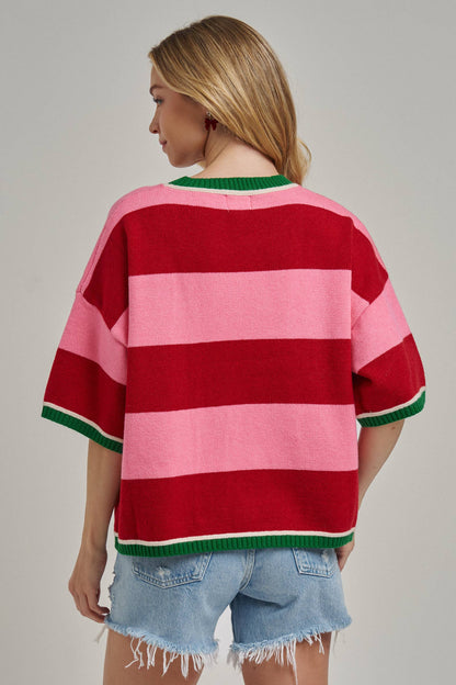 CHRISTMAS WIDE STRIPE LOOSE FIT SWEATER