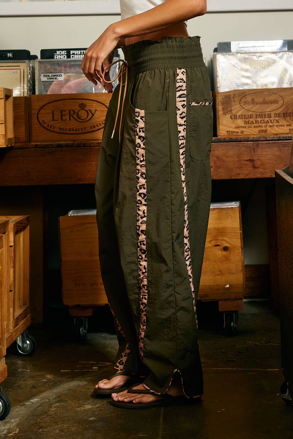 Cheetah Side-Striped Windbreaker Pants
