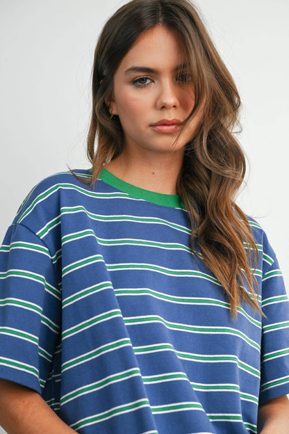 Sam Striped Boxy Cropped T-Shirt