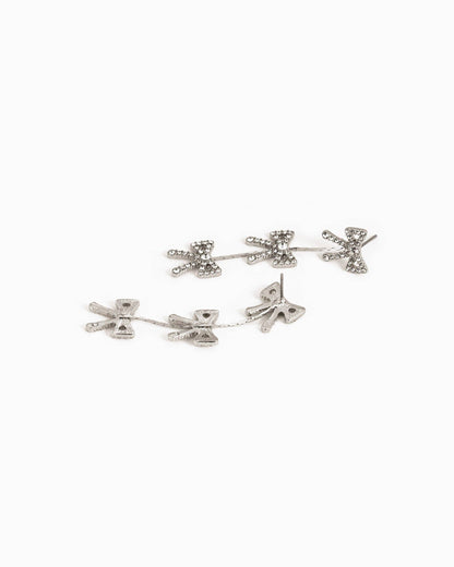 Triple CZ Pave Bow by the Yard Drop Earrings