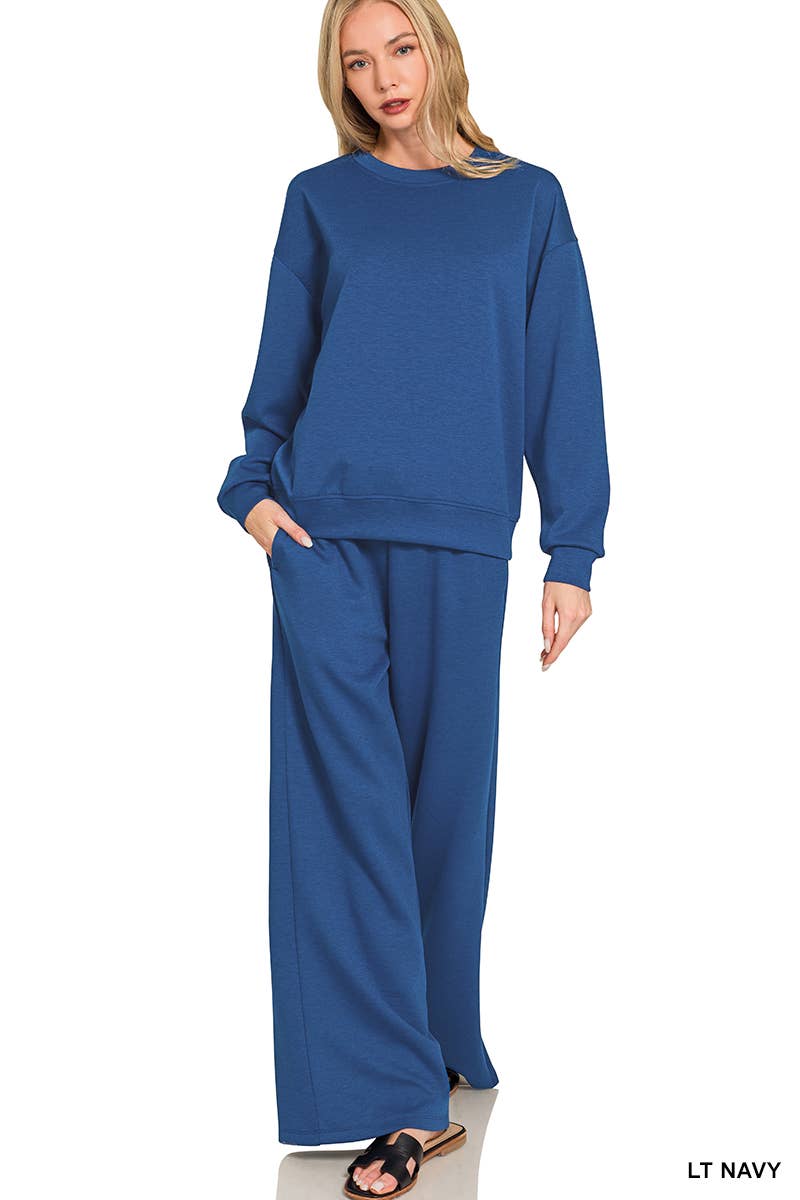 Sunday Snuggle Scuba Crewneck Pullover & Pants 2 Piece Set
