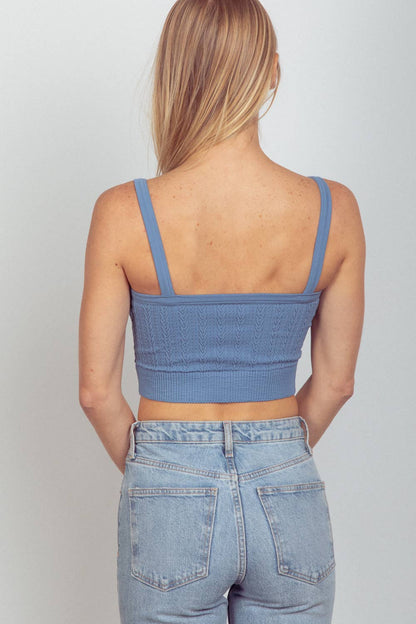 Blakely Cable Ribbed Fitted Crop Knit Tank Top