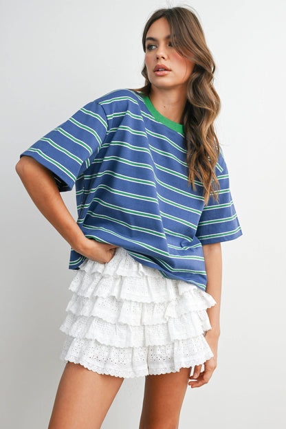 Sam Striped Boxy Cropped T-Shirt