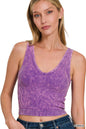 Blair Washed Ribbed Cropped Bra Padded V-neck Tank Top