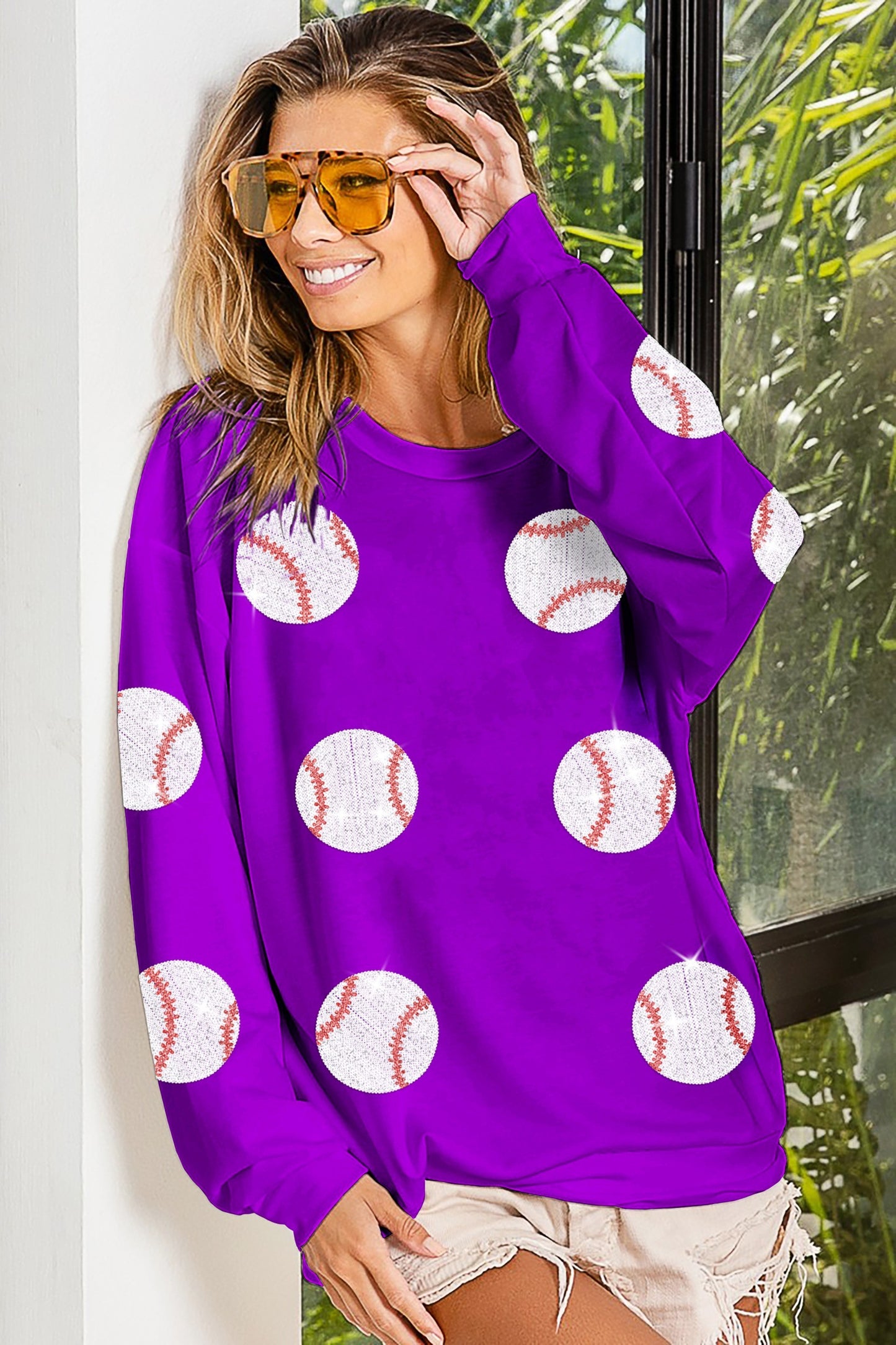SEQUIN BASEBALL PULLOVER