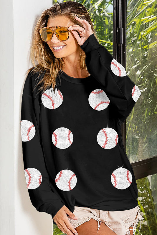 SEQUIN BASEBALL PULLOVER