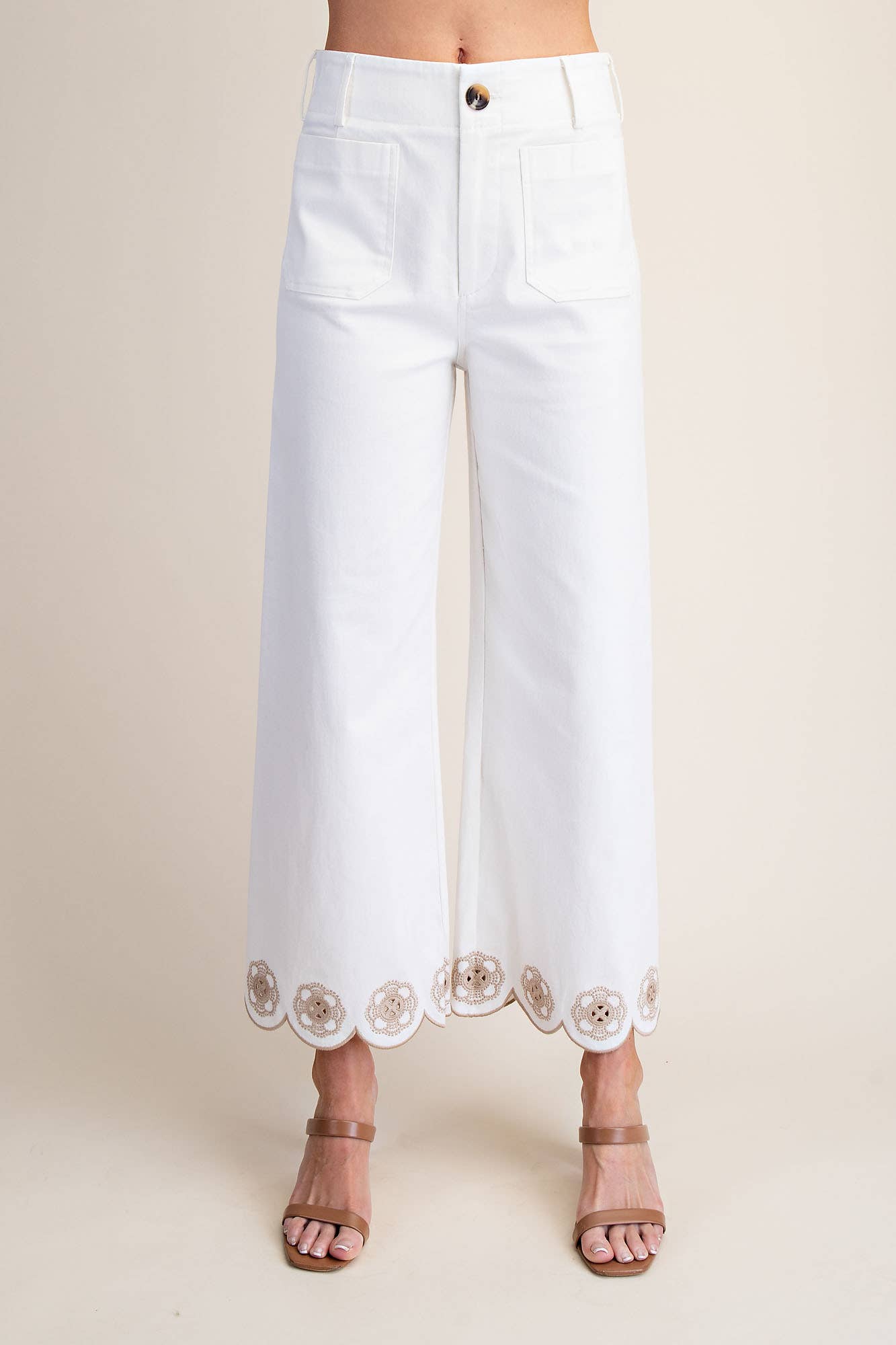 Harper Colette Scallop-Hem Wide-Leg Pants