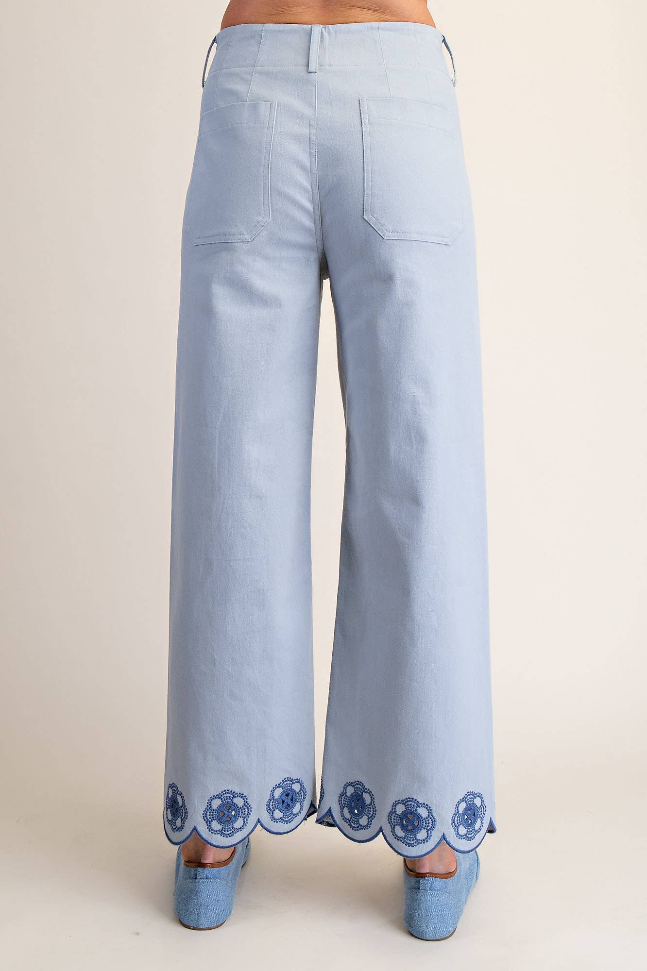 Harper Colette Scallop-Hem Wide-Leg Pants