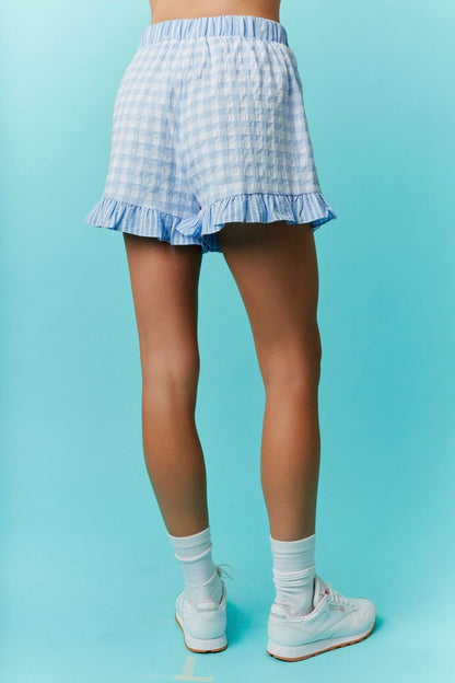 Seersucker Checker and Stripe Print Mini Shorts