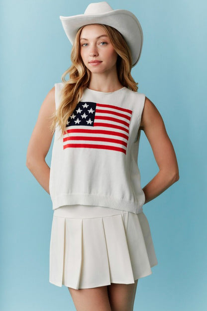 Back Tie American Flag Vest