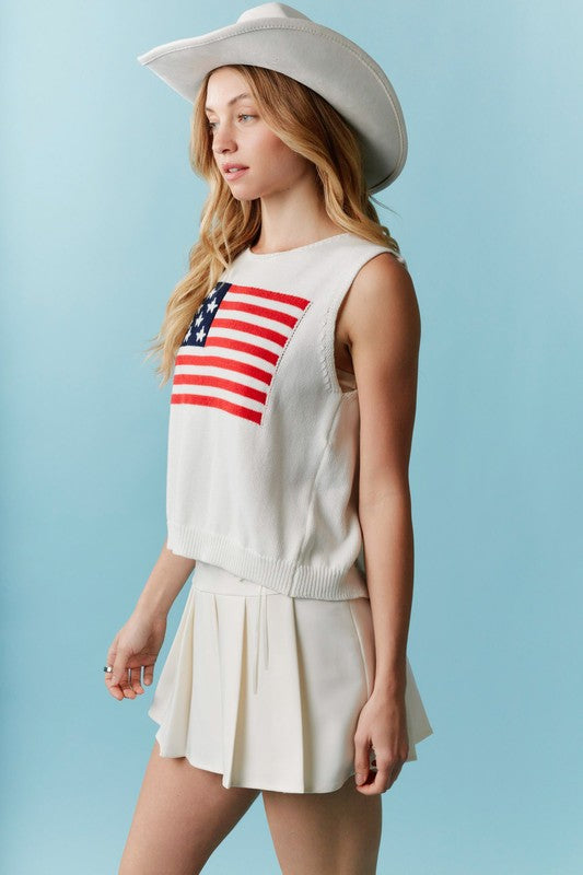 Back Tie American Flag Vest