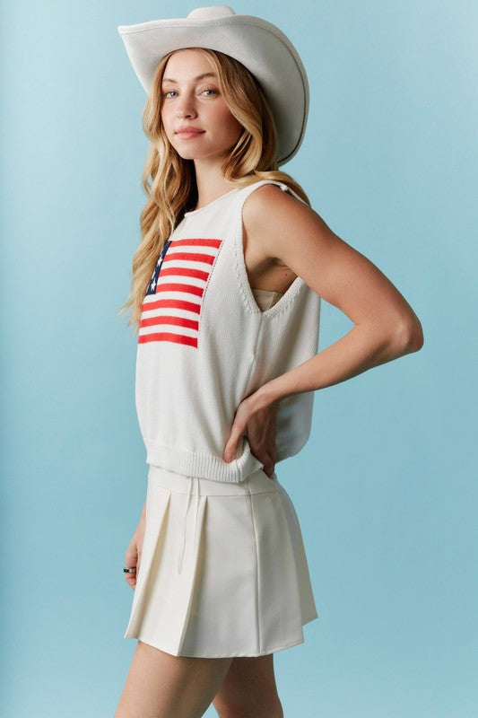 Back Tie American Flag Vest