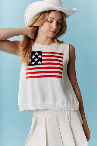 Back Tie American Flag Vest